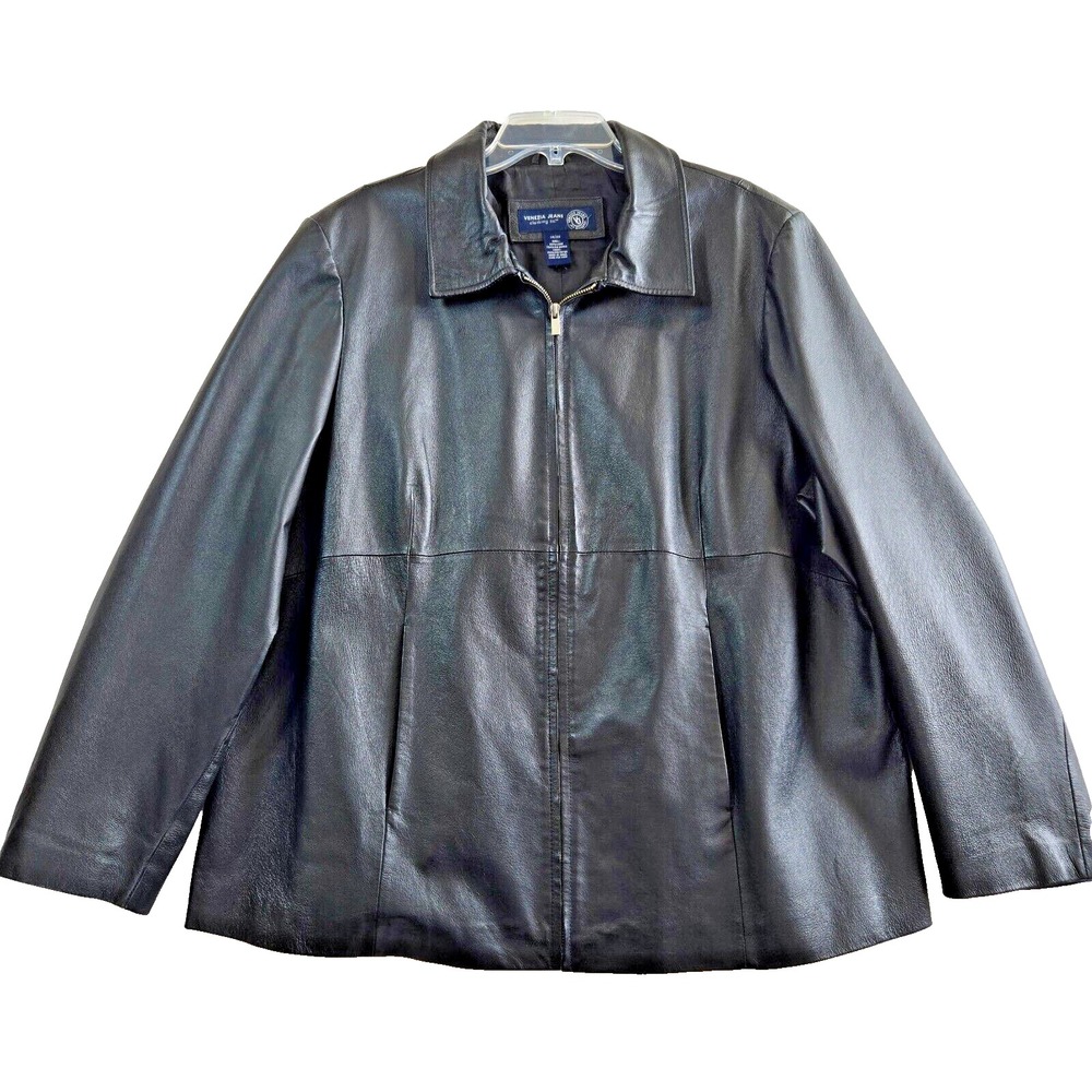 Vintage Venezia Men's Lambskin Genuine Leather Jacket Black Size 18/20 2XL